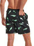 Cartoon Shark Print Swim Shorts