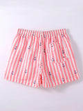 Striped Anchor Print Swim Shorts