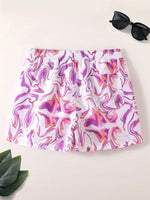 Allover Print Drawstring Waist Pocket Beach Shorts