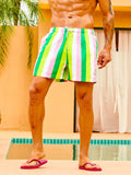 Striped Patterned Swim Shorts