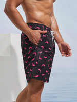 Allover Dolphin Print Swim Trunks With Pocket