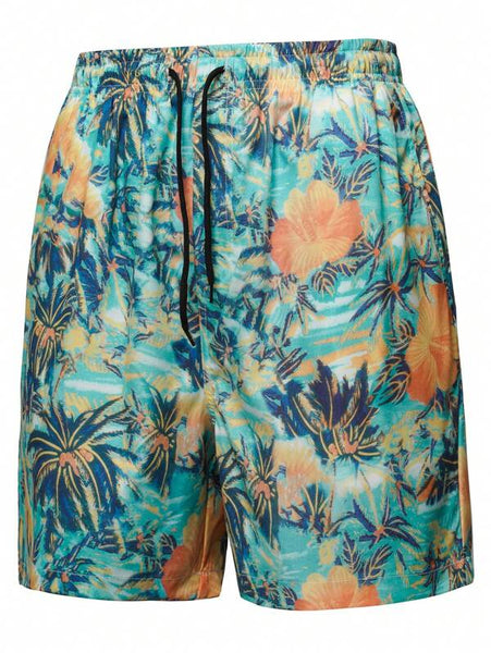 All Over Print Drawstring Shorts with Pocket