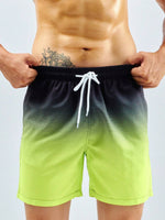 Striped Print Flap Pocket Swim Shorts