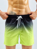 Striped Drawstring Waist Swim Shorts With Pocket Detail