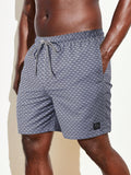 Allover Geo Print Patched Detail Beach Shorts