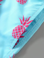 Pineapple Print Drawstring Waist Swim Trunks