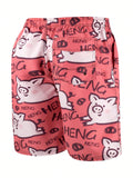 Cartoon And Letter Graphic Print Swim Shorts