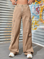 Zipper Fly Flap Pocket Jeans