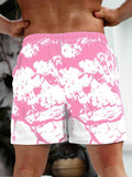 Graphic Print Drawstring Waist Swim Trunks