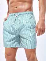 Striped Drawstring Waist Swim Shorts