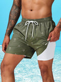 Compression Liner Allover Print Swim Trunks