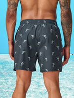 Print Drawstring Trunks With Compression Liner
