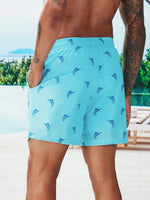 Print Drawstring Trunks With Compression Liner