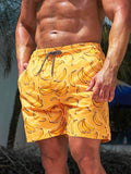 Banana Print Waist Swim Trunks