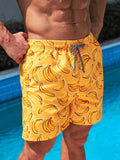 Banana Print Waist Swim Trunks