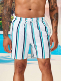 Striped Printed Swim Shorts