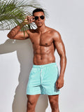 Vertical Striped Drawstring Swim Shorts