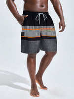 Printed Strips Shorts With Drawstring