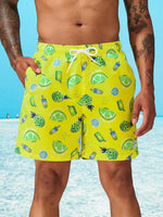 Fruit And Vegetable Print Drawstring Swim Trunks