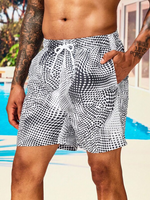 Allover Print Beach Shorts With Pocket