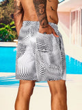 Allover Print Beach Shorts With Pocket