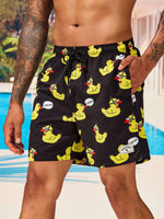 Duck And Letter Graphic Swim Trunks