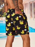 Duck And Letter Graphic Print Shorts