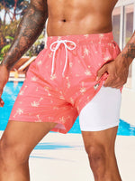 Coconut Tree Print 2 In 1 Shorts