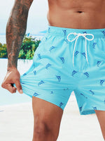 Whale Print 2 In 1 Swim Trunks