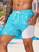 Coconut Tree Print 2 In 1 Shorts