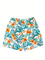 Tropical All Over Print Drawstring Pocket Shorts