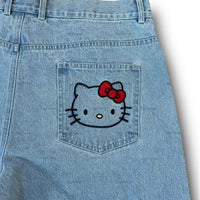 Embroidered Denim Shorts With Back Pocket Detail
