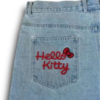 Embroidered Denim Shorts With Back Pocket Detail