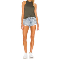 Mid Rise Cuffed Denim Shorts For Casual Wear