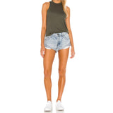 Mid Rise Cuffed Denim Shorts For Casual Wear