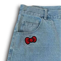 Embroidered Denim Shorts With Back Pocket Detail