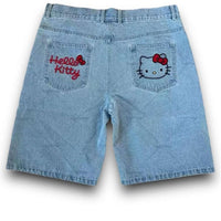 Embroidered Denim Shorts With Back Pocket Detail