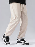 Solid Corduroy Joggers With Drawstring