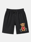 New York Bear Print Mid Length Shorts