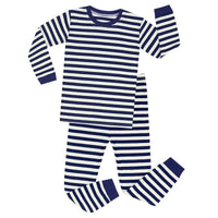 2 Piece Striped Patterned Cotton Pajama Set For Kids - Children Pajamas
