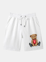 New York Bear Print Mid Length Shorts