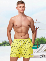 Animal Patched Print Drawstring Swim Trunks