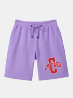 Chicago Printed With Drawstring Mid Length Shorts