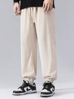 Solid Corduroy Joggers With Drawstring