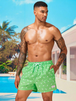 Animal Patched Print Drawstring Swim Trunks