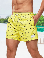 Animal Patched Print Drawstring Swim Trunks