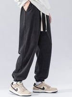 Solid Corduroy Joggers With Drawstring