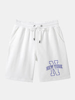 Drawstring Plain Patterned Mid Length Shorts