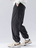 Solid Corduroy Joggers With Drawstring