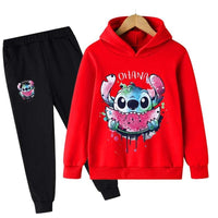 Cartoon Printed Casual Hoodie And Pant Set